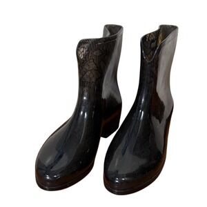 Mel by Melissa Lace lined Jelly Rain Booties Black size 7